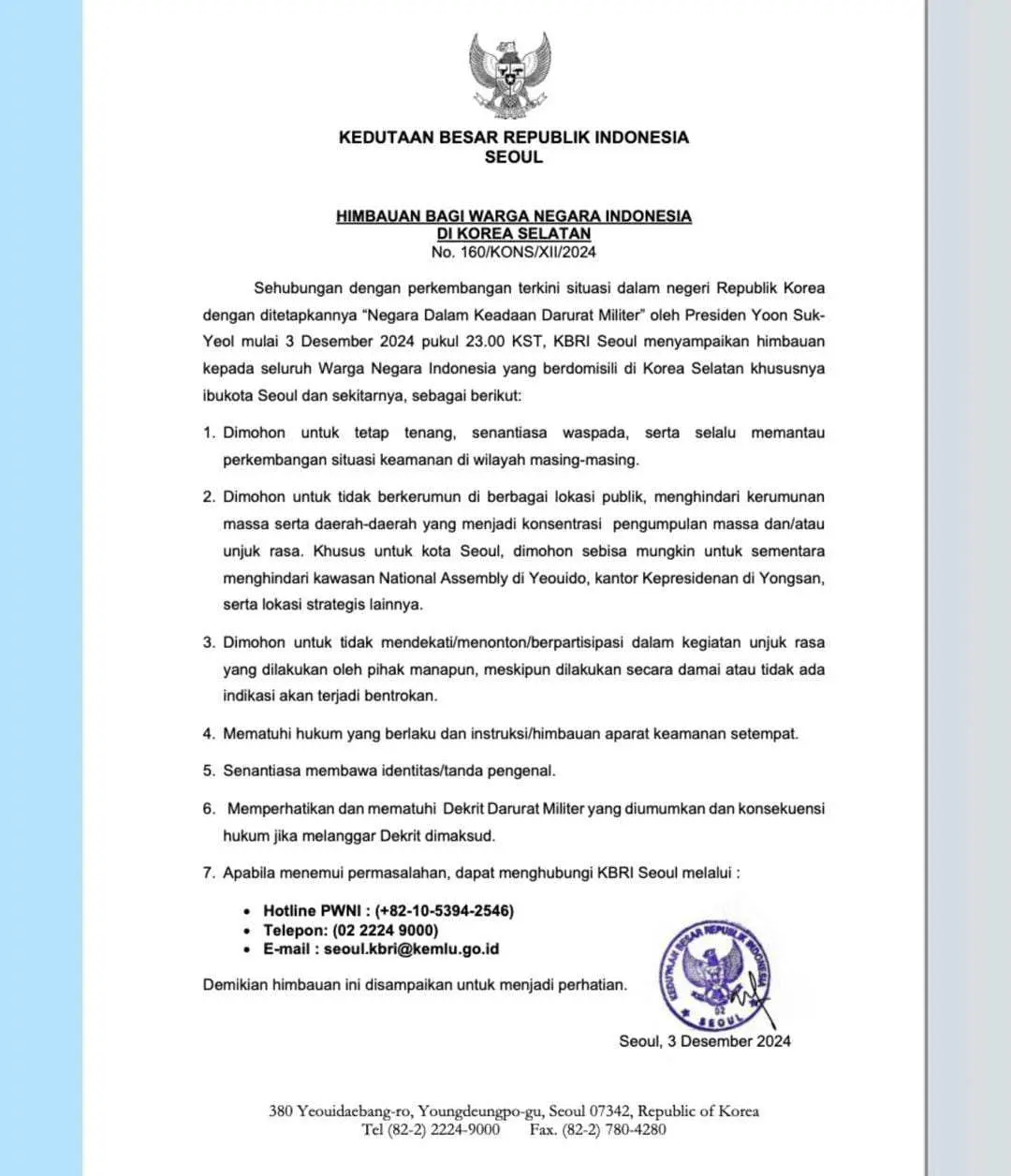 KBRI Seoul Imbau WNI Tidak Berkerumun di Ruang Publik